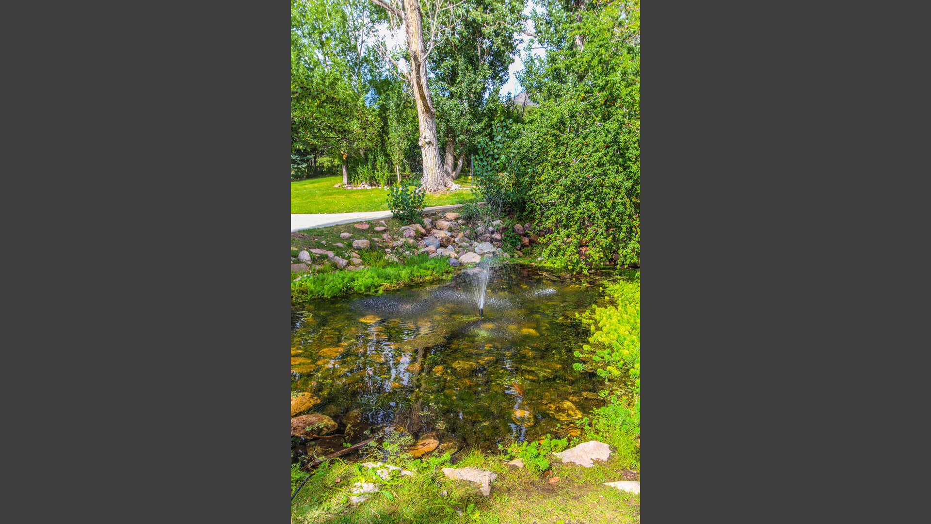The nature filled common areas at VRI's Wolf Creek Village I in Eden, Utah.